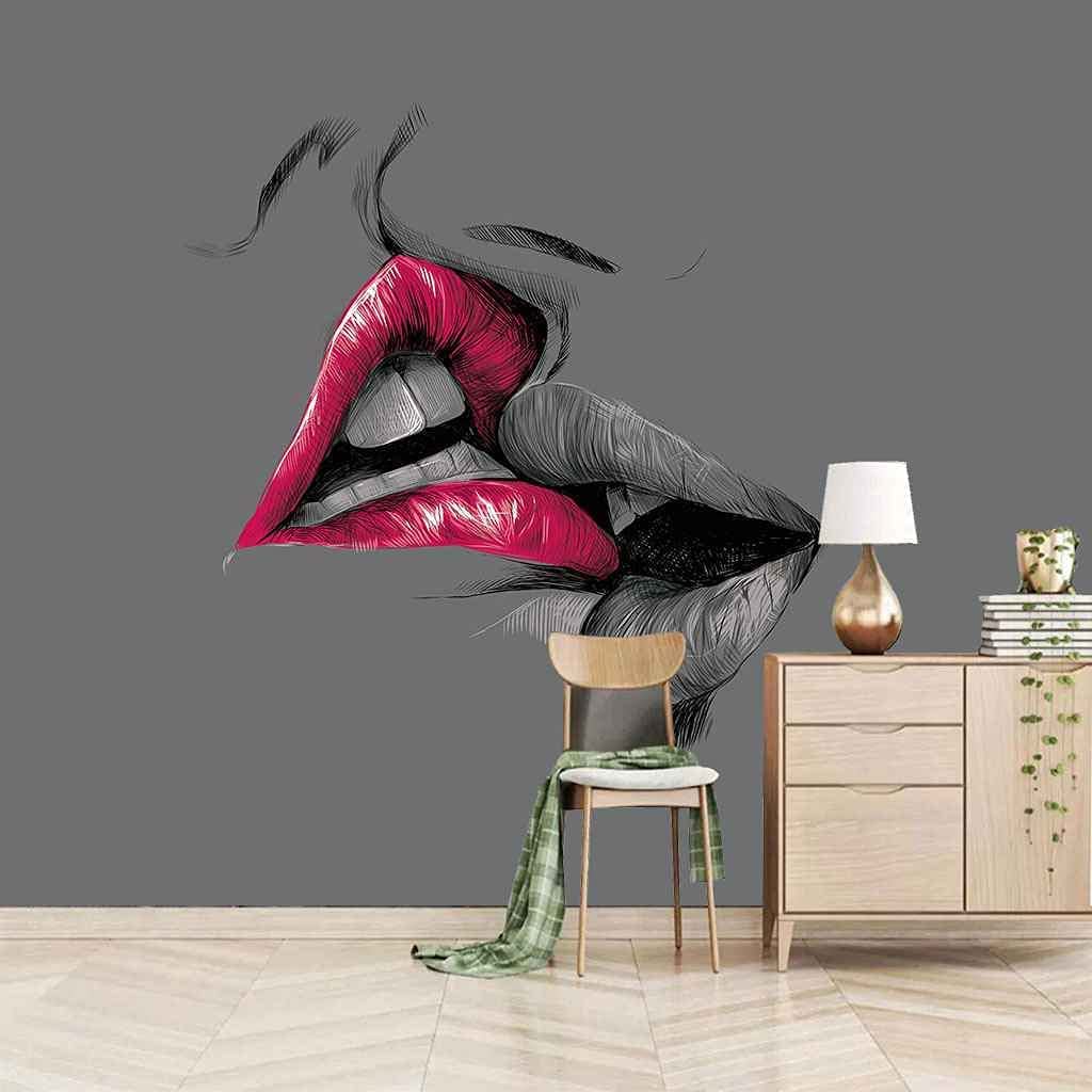 Pintura Moderna Personajes Abstractos De Pareja Gris 3D Wall Mural Wallpapers, Custom Wallpaper 3D Mural, Hotel Dormitorio Sala De Estar Sofá Tv Fondo Pared Decoración Del Hogar Wall Art Wall Posters