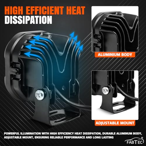 Image of FABTEC 4 Led Mini Drive Fog Light Projector Light with White /Yellow + Flasher Led DRL Pods Light wtih Devil Red Eye for Cars, Bikes, Scooty, Metal Body, Set of 2 Pcs