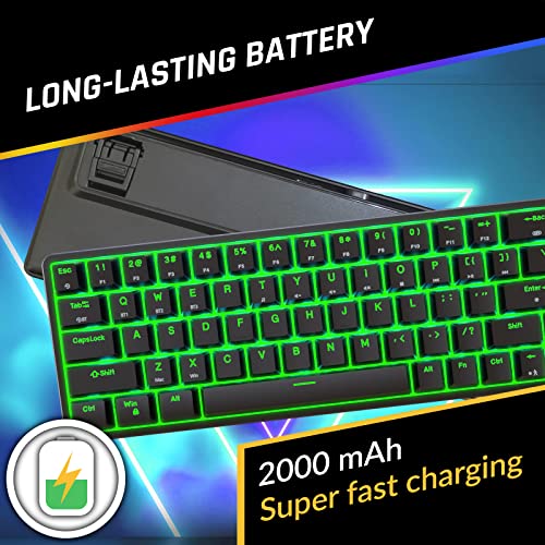 Klim Shift Wireless Mechanical Keyboard 60% - New 2023 - Hotswap Rgb Extra 69 Keycap Set - Backlit Keyboard Mini Wireless 2.4Ghz & Bluetooth 60% Percent Gaming Keyboard - Pc Gamer Win/Mac #TOP4