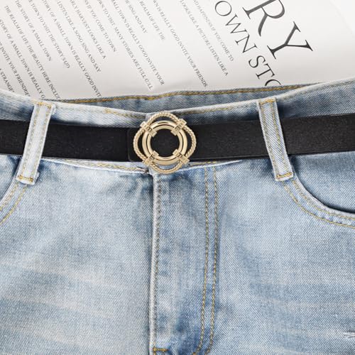 Image of Aurolran Women's Leather Belt with Buckle - Ideal for Dresses, Jeans, and Coats