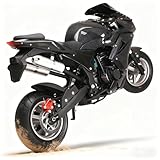 49cc 4-Stroke Pocket Bike,Mini Gas Motorbike,Off Road Trail Bike Dual Headlights Rubber Handlebar 1.8L Gas Tank Motorcycle Strong Power 200kg Mini Bike Motorcycle USA Warehouse (black plus)