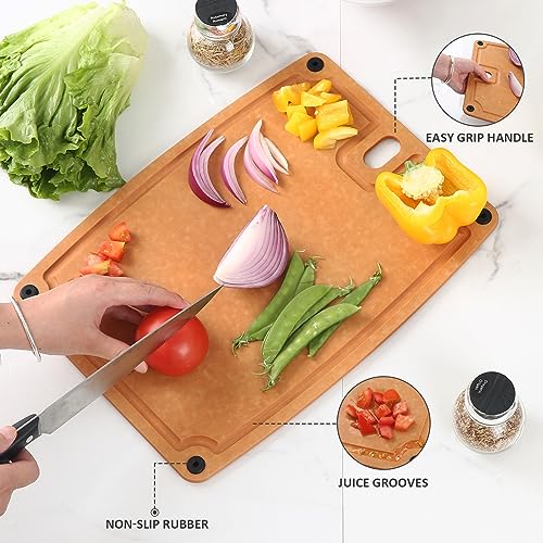 Tablas de Cortar para Cocina, Aptas para Lavavajillas, Juego de 2 Tablas Compuestas Libres de BPA, Tabla Reversible con Ranuras para Jugos, No Porosa, para Mamá miniatura 3