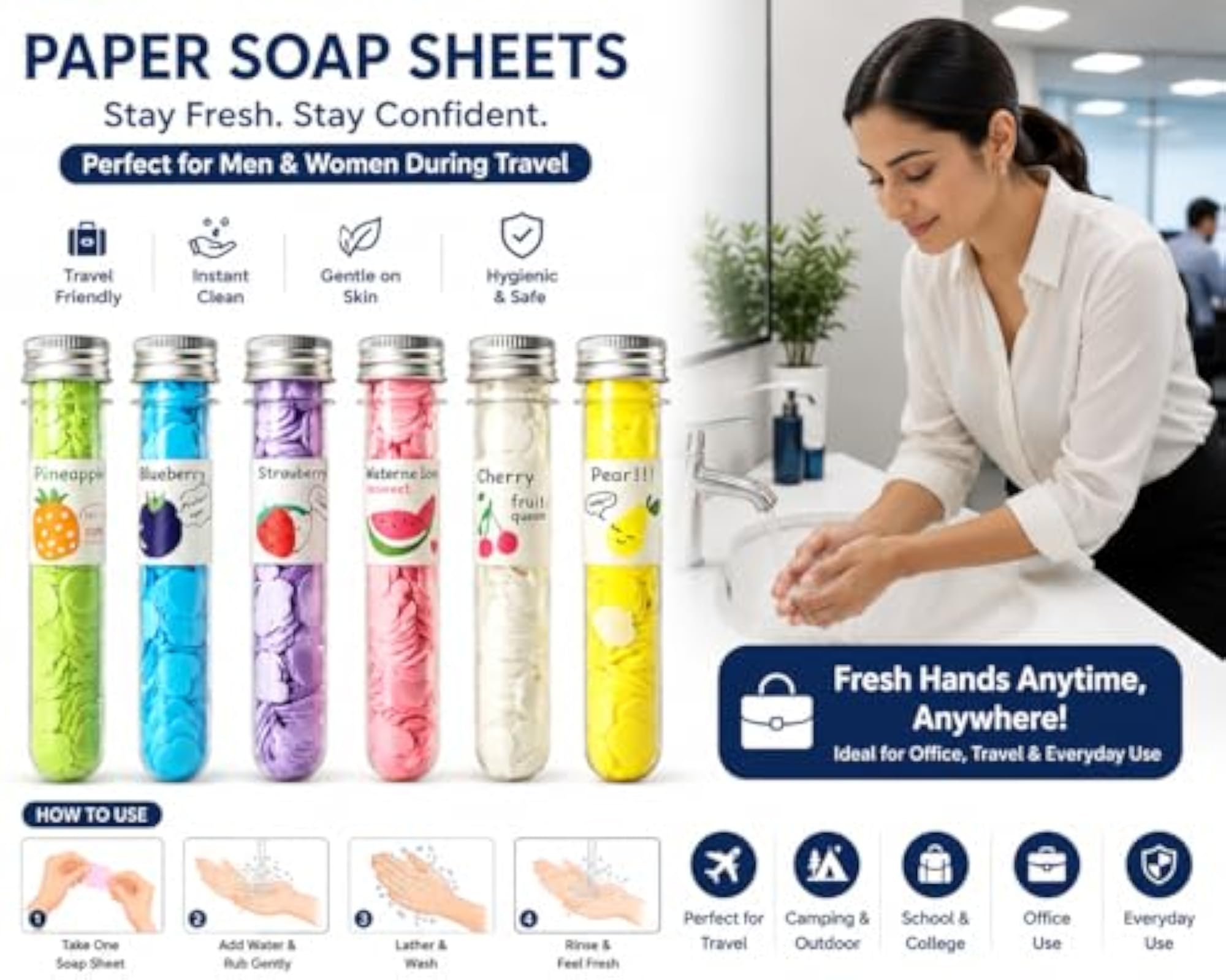 REYANSH HUB Paper Soaps Pack Of 6, Skin Friendly