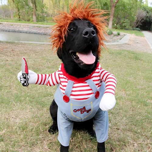 DELIFUR Hund Schreckliches Kostüm Haustier Halloween Kleidung Katze Cosplay Party Anzug Lustiges Hundekostüm Kleine bis große Hunde (S)