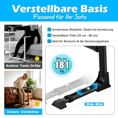 ILOKNZI Aufstehhilfe für Sofa für Senioren – Verstellbare Sitz-zu-Steh-Stuhlhilfe, Schwerlast-Stehhilfe für Senioren, 400 lb Tragfähigkeit, Schwarz