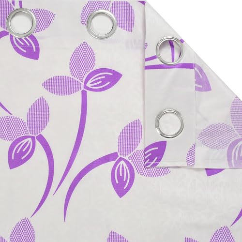 Image of Floral Printed Home Decor Curtains for Living Room, Bedroom Doors and Windows Panel, Parda, Eyelets Hanging, Purple, 4 x 5 Feet, Pack of 2