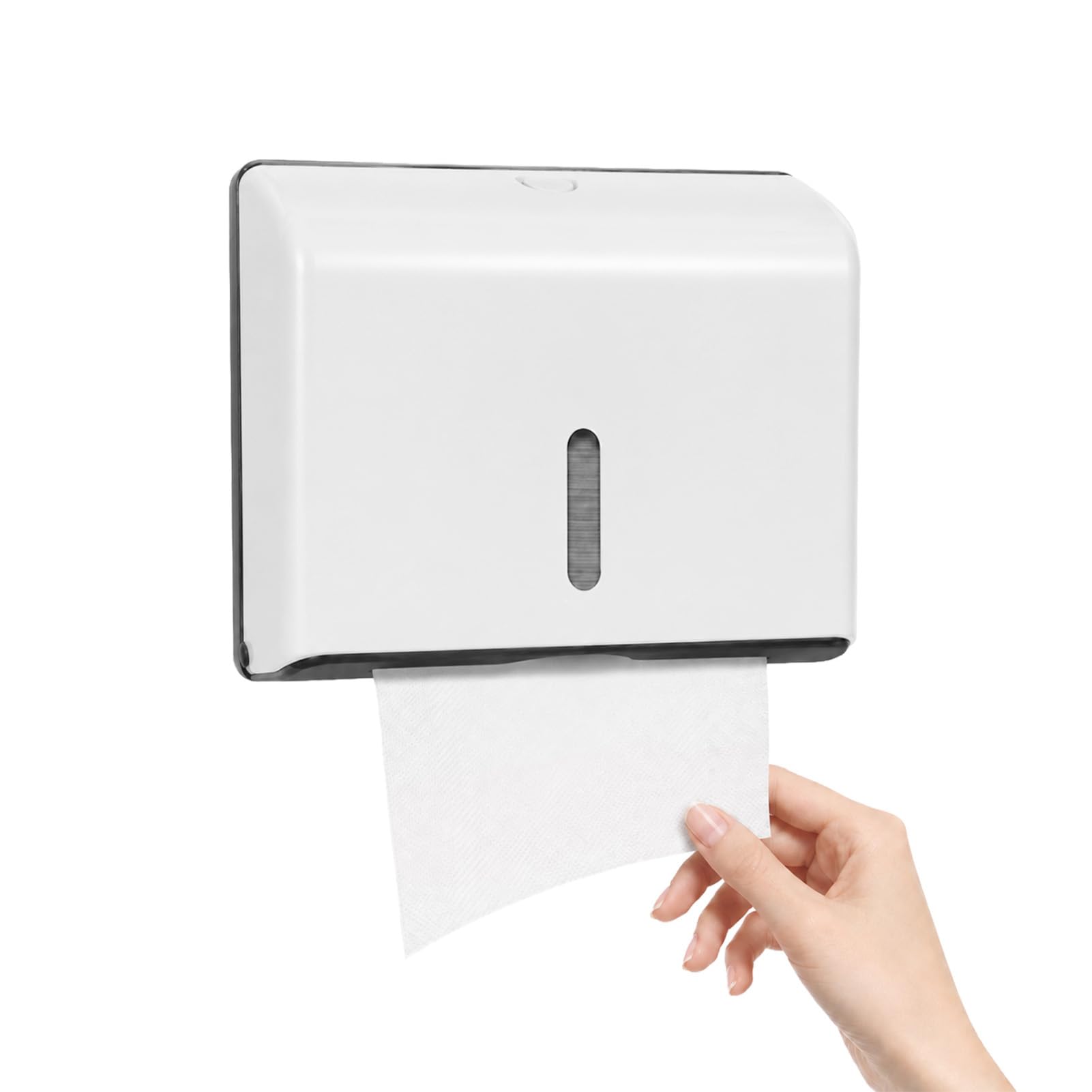 FERNVALE Multifold Paper Towel Dispenser Wall-Mounted ABS Hand Towel Holder Compatible with Z-Fold/C-Fold Paper Towels High Capacity 200 Sheets for Home Office Bathroom Hotel Restaurant (White)