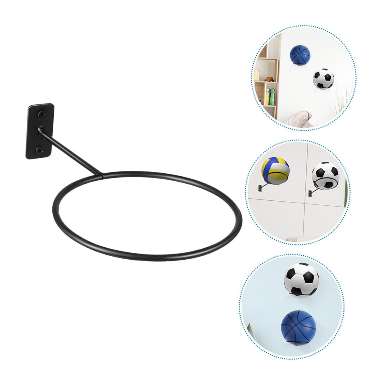 Yardwe Soporte De Pared para Balones De Baloncesto 8 Unidades Soporte para Balones Deportivos Expositor De Balones Soporte De Pared para Fútbol ​​Voleibol Rugby