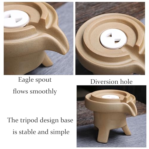Image of Chinese Gongfu Tea Gift Set, Service Automatic Stone-Mill Design Handmade Ceramics Tea Pot 6 Cups Japanese Kung Fu Tea for Adults Men Women Tea Ceremony Party Home Office Decor (lotus)
