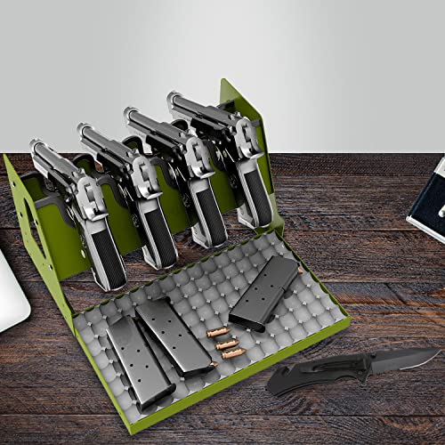 Unitedpower Metal Pistol Rack, Handgun Holder For Gun Cabinet Storage, Revolvers Safe Organizer, 4 Gun Stand Fit Most Pistols, Army Green #TOP1