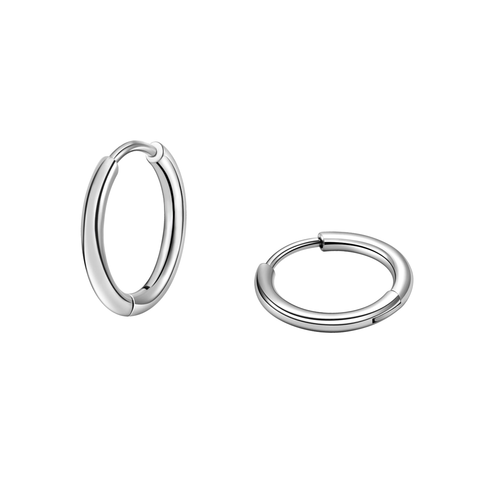 J.aey 医療用 純チタン フープピアス リング フープ つけっぱなし用 2.0mm 内径8mm メンズ レディース 中折れ ワンタッチ キャッチ 落ちない ポスト 太さ約1ｍｍ（18g) ヘリックス 人気 ブランド 金属アレルギー対応 ピアス 軟骨 ユニセックス ファースト セカンド ピアス 両耳セット シルバー ギフトクロスやバネポーチ付き (シルバー· 両耳用·2.0*内径8mm)