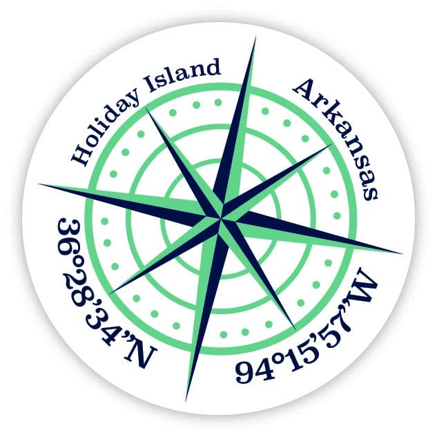 Holiday Island Arkansas 2-Inch Vinyl Decal Sticker Latitude Longitude Compass Design