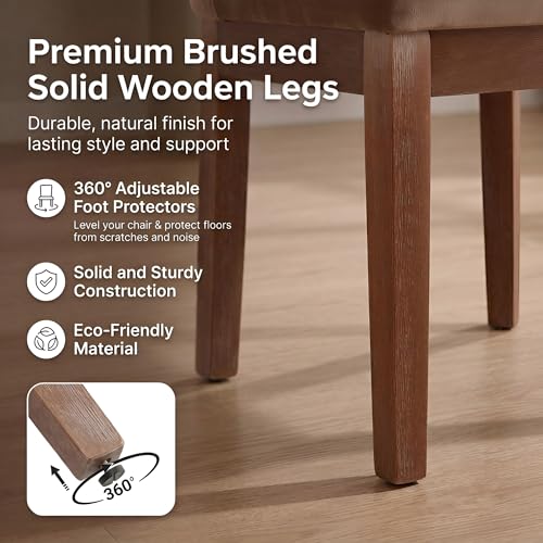 Image of HNY Modern Dining Chairs Set of 4 with Comfortable Back Support, Farmhouse Soft Velvet Upholstered Kitchen Dining Room Chairs with Solid Wood Legs, Armless Accent Side Chairs for Living Room, Khaki