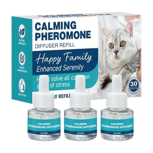 猫用フェロモン拡散器 ストレス軽減 | ストレス軽減フェロモン リフィル | ペット用 鎮静 安心 香り付き ソリューション 家庭用屋内用,室内 睡眠 シャワー 落ち着かせる