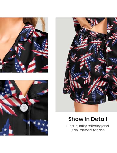 Image of Women's Pajama Sets Funny Pajamas for Women Set Comfortable 2 Piece Button Down Tops & Shorts Sleepwear Short Sleeve