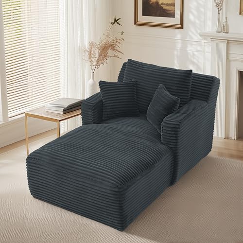 Yihomfy Canapé-lit/Fauteuil Inclinable Moderne en Velours Côtelé,Confortable et Livré Monté, Idéal pour Le Salon,Le Bureau et l'appartement (Bleu)