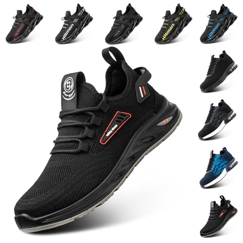 Hitmars Mens Safety Shoes Steel Toe Cap Work Shoes s1 s2 s3 s1p Safety Trainers for Women Saftybrand Men's Work & Utility Footwear 2 Black UK 10