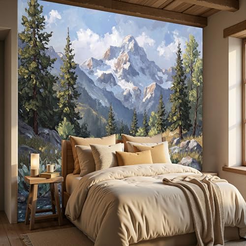 Papier peint panoramique 3D soie vert 450x315cm de paysage - 5