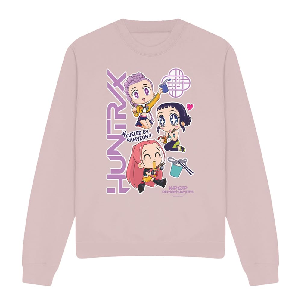 Kpop Demon Hunters Huntrix Chibi Ramyeon Unisex Sweatshirt, Pink, Large