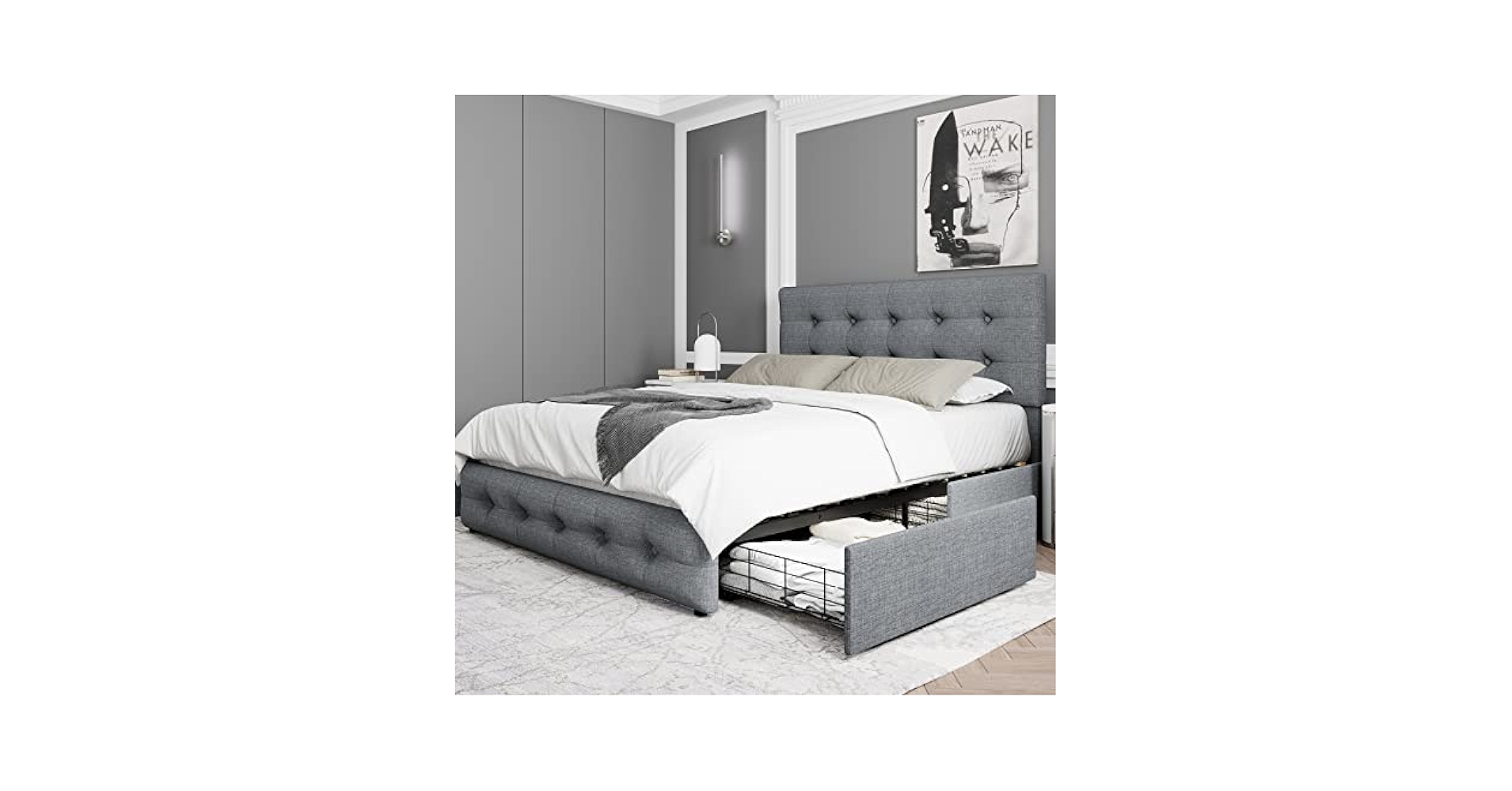 Amazon.com: Queen Bed Frame with 4 Storage Drawers and