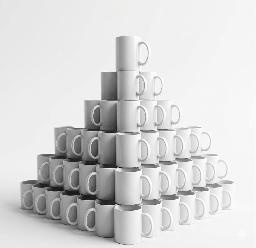 Pack de 36 Tazas para Sublimación 11 oz | Cerámica Blanca AA Premium | Alta Definición de Color | Aptas para Prensa Térmica, Microondas y Lavavajillas | Para Personalizar Fotos, Logos y Regalos