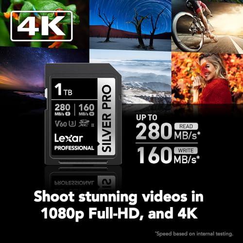 Image of Lexar 1TB Professional Silver PRO SD Card, UHS-II, C10, U3, V60, Full HD, 4K, Up To 280MB /s Read SDXC Memory Card, For Professional Photographer, Videographer, Enthusiast (LSDSIPR001T-BNNNG)