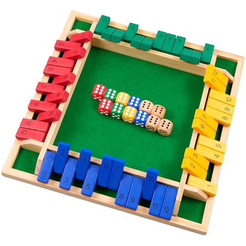 Juego Shut The Box con tablero y 12 dados de madera