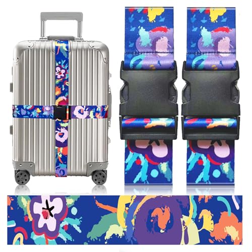 Image of Luggage Straps for Suitcases, Luggage Strap, Suitcase Strap, Luggage Belt, Suitcase Belts Luggage Strap, Suitcase Straps to Hold Suitcases Together (Blue, 2 Pack)