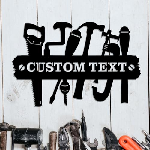 Workshop Metal Sign,Garage Sign,Man Cave Sign,Custom Work Shop Sign Name, Personalized Carpenter Name Sign Mechanic Tools Metal Wall Art