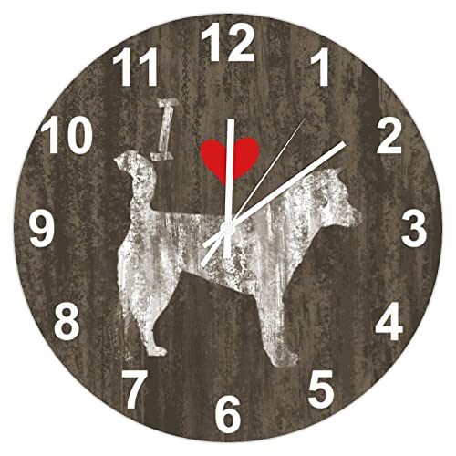 Horloge Kishu Ken cadeau idéal en bois pour propriétaire de chien - 2