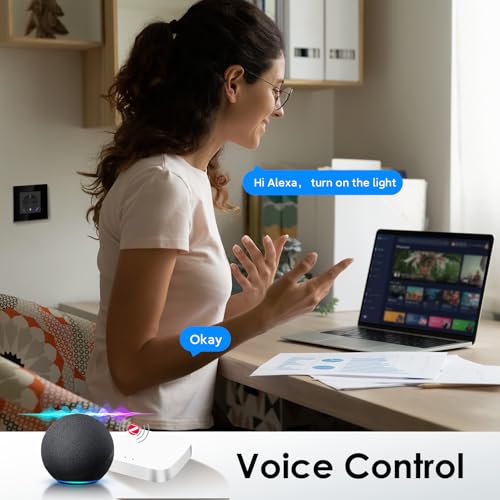 BSEED ZigBee Steckdose mit USB C 20W Schnellladegerät mit Verbrauchsmessung,Smart Steckdose Unterputz für Alexa/Google Home,Smart Wandsteckdose mit Strommessung 16A,1 Fach Schwarz(Gateway Hub Bedarf)