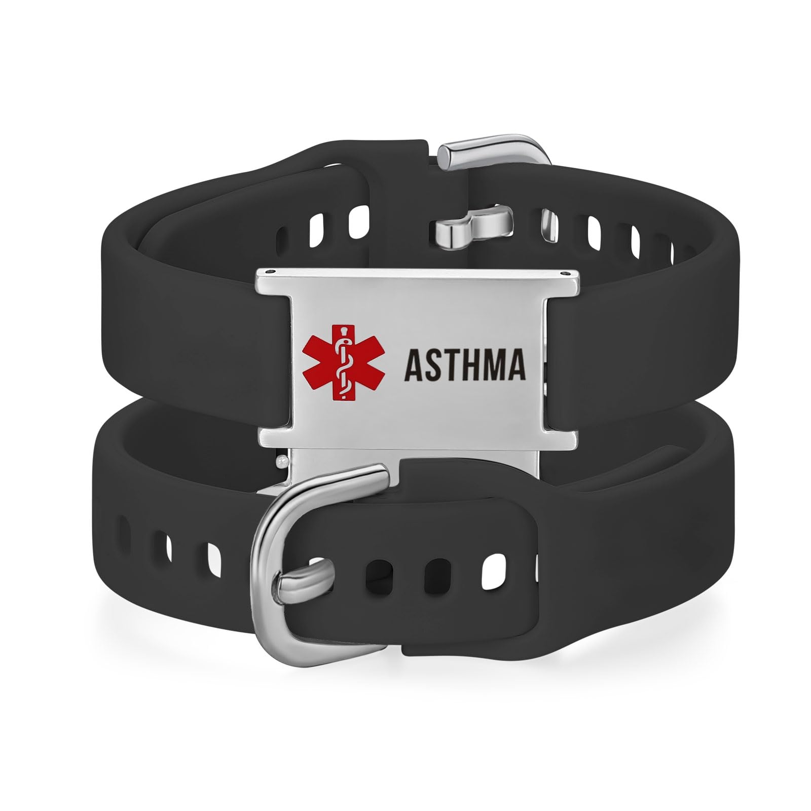 LinnaLove Medical Alert ID Bracelet – Adjustable Silicone Band, Custom or Pre-Engraved Options, QR Code Available