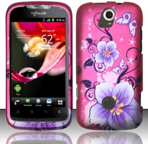 For Huawei myTouch Q U8730 (T-Mobile) Rubberized Design Cover - Hibiscus Flowers