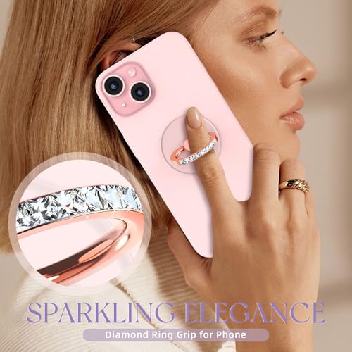 Transparent Phone Ring Holder 2 Pcs, Clear Cell Phone Ring 2 Rose Gold Diamond - Photo 2 sur 31