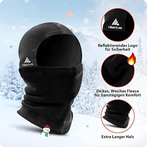 HIKENTURE Cagoule D'Hiver Chaude Enfant - Sous Casque Ski & Vélo - Masque Garçon Fille Noir - 3-13 Ans