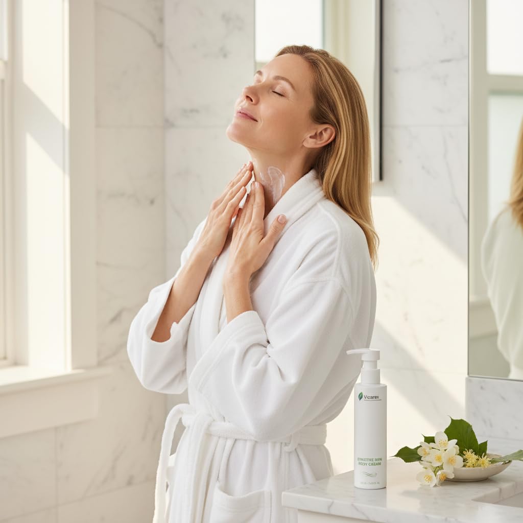 Sensitive Skin Body & Face Cream - Deep Hydration Mosturizer with Shea Butter, Cocoa Butter & Flower Extracts, Fast Absorbing, Soothing for Dry, Dehydrated, and Oily Skin, 6.42 fl oz