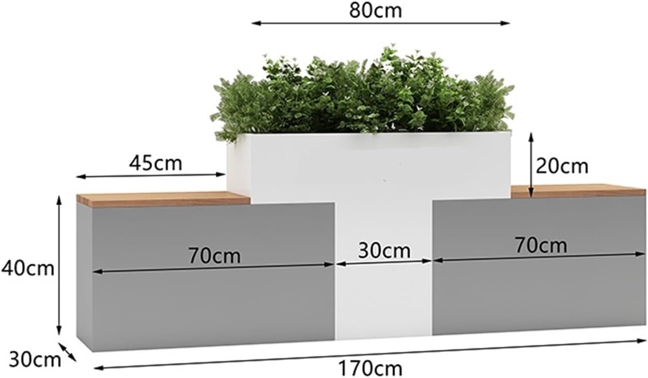 Outdoor Park Planter Bench Outdoor Iron Raised Planter Bench with 2 Garden Benchs Cafe Dining Room Creative Planter Box Partition to Grow Green Plants, Flowers and Vegetables Park Flower Box Bench
