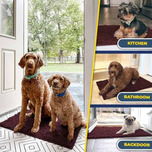 Image of Muddy Mat | Super Water Absorbent Door Mat Indoor, Microfiber Quick Dry Chenille Entryway Rug, Slip Resistant Front Door Mat, Indoor Mats for Entryway, Machine Washable Pet Rug, Rust 3ft x 4ft