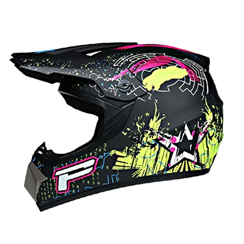 AIOJY Casque De Motocross pour Enfants Casque De Moto Intégral pour Vélo De Terre Électrique Adulte pour Jeunes pour Garçons Filles Quad Bikes VTT VTT Offroad DH Casque,M