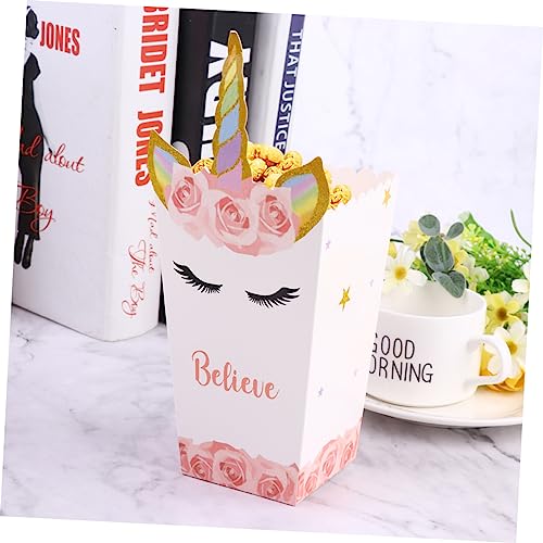 JECOMPRIS 12Pcs Unicorn Printed Popcorn Boxes Fun Containers for Popcorn Storage Lightweight Safe for Parties Events for Themed Celebrations