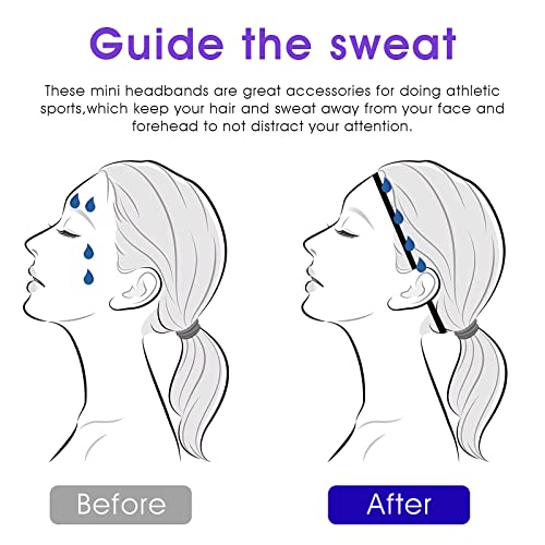 Sibba 4 Stück Sport Stirnband Elastisch Dünn rutschfest Silikongriff Skinny Yoga Training Sport-Stirnbänder Fußball Schweißband Kopfbedeckung für Jungen Männer Mädchen Frauen