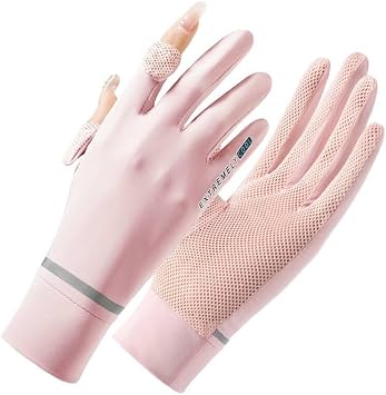 Womens Summer Sunblock Gloves Breathable Mesh UV Protection Glove Flip-Top Finger Design Driving Gloves for Cyling Riding Outdoor