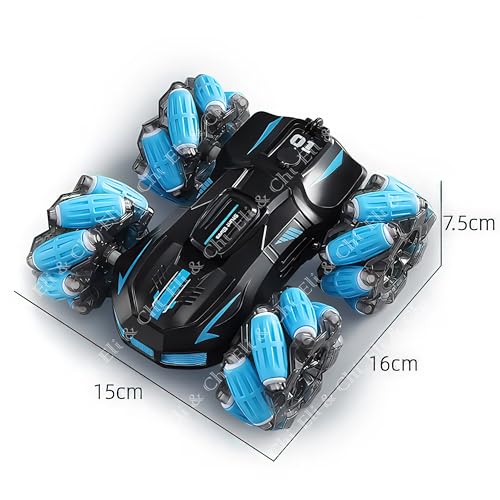 Image of Eli & Chi 4WD Double-Sided RC Stunt Car for Kids: 360 Drift, Remote Control Racing, Rechargeable, Watch Gesture Control, Smoke & Mist Effect (Red)