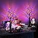 [Timer] 2 Pack Halloween Decorations Indoor, 24 Inch Halloween Tree with 24 Orange & Purple Lights, USB & Battery Operated Black Spooky Tree Halloween Table Decorations Indoor Home Party Decor Room