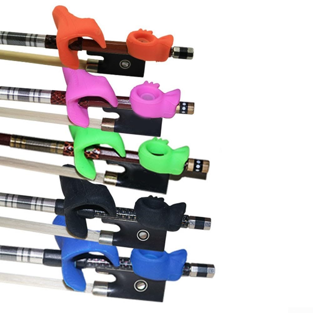 Dispositivo corrector de agarre para arco de violín de silicona para corrección de postura principiante (negro)