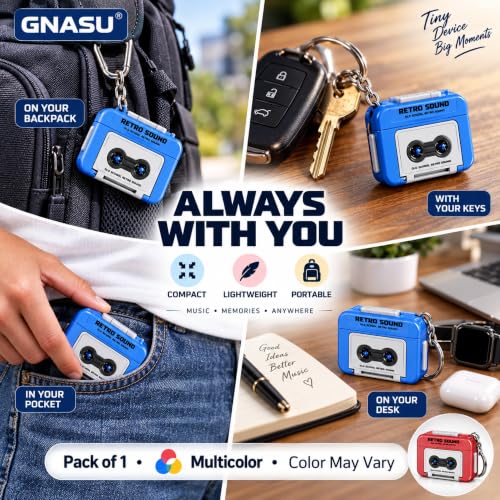 GNASU Mini Retro Cassette Recorder Keychain - Image 7