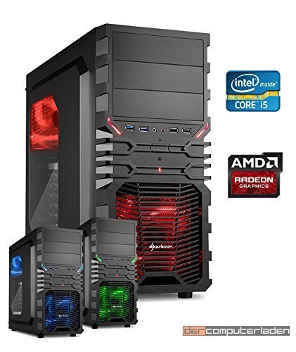  dercomputerladen-PC Sistema Intel, i5-44604x 3,2gHz Nero i5 4460 mit Radeon RX 480 8GB con 16GB RAM e 2000GB HDD