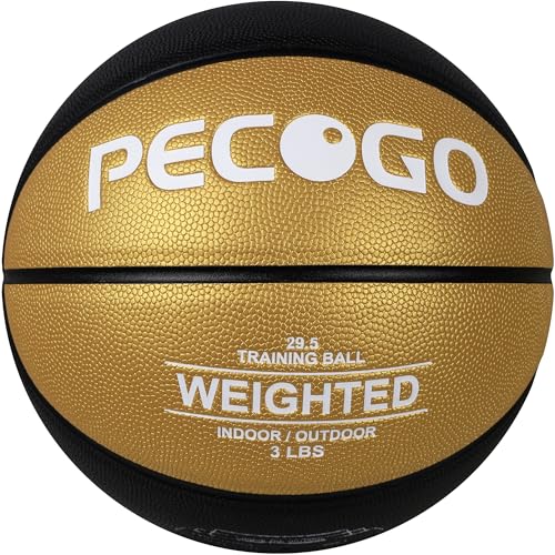 PECOGO Gewichteter Trainings-Basketball, 75 cm, 2,2/3/1,5 kg, schweres Training, Indoor-Outdoor, Korbball, hochwertiges PU-Leder zur Verbesserung der Handhabung, Dribbling, Passing und