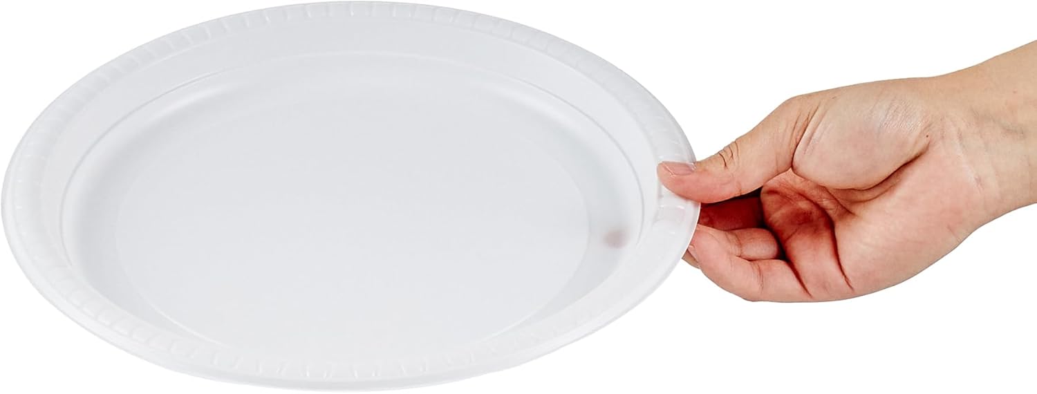 RW Base 10.4 Inch Microwavable Food Plates, 100 Round Plastic Plates - Disposable, Heavy-Duty, White Plastic Dinner Plates, Serve Hot And Cold Foods, For Restaurants And Cafes - Restaurantware - Image 10