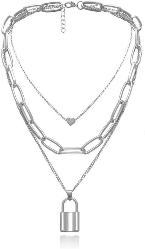 Shining Diva Fashion Stylish Multilayer Chain Pendant Necklace for Women and Girls (12475np), silver